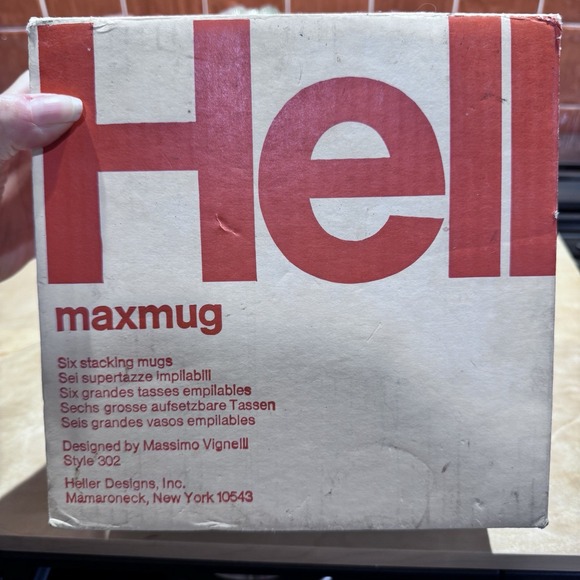 6 Heller MaxMug by Massimo Vignelli 16 oz Stackable Cups Rainbow New In Box MCM - Picture 4 of 5
